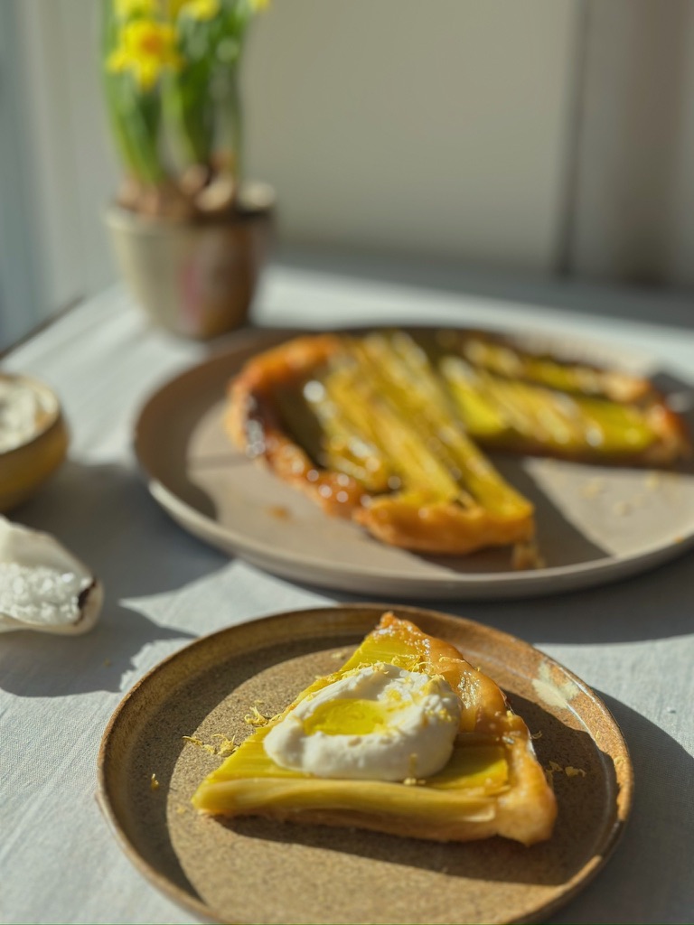 Porre ‘tarte tatin’ med citronricotta