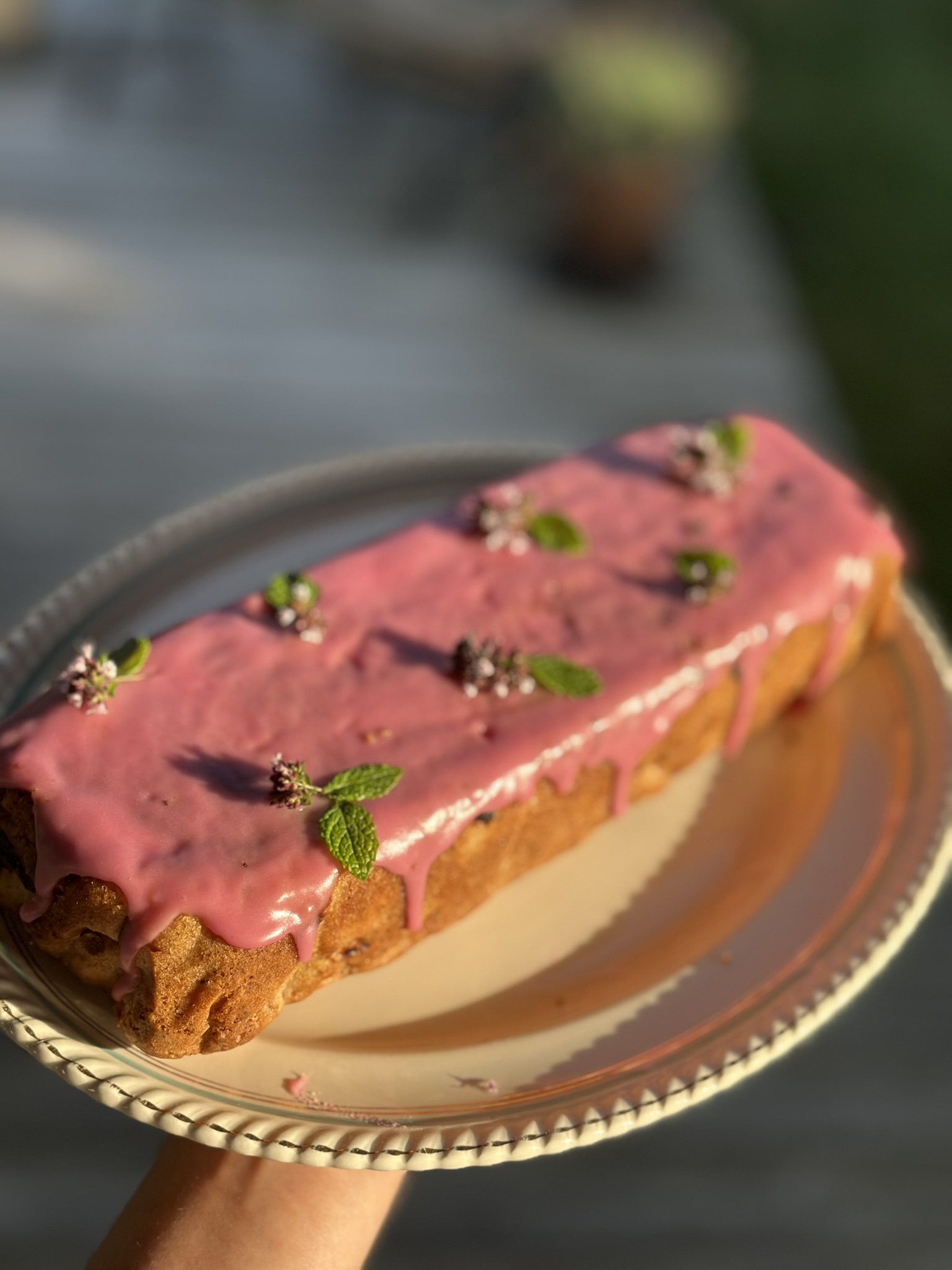 Rabarber loaf med brunet smør, kardemomme